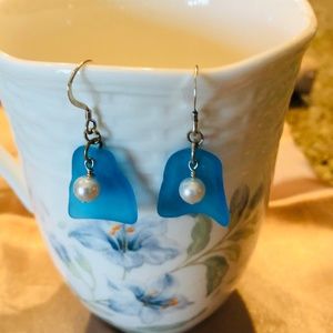 Sea Glass Pearl Earrings
